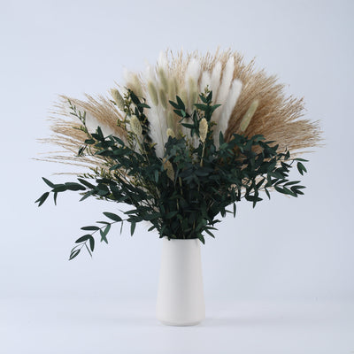 Ada  – Großer Strauß Trockenblumen  | Dekoration in grün, beige, weiß mit Eukalyptus